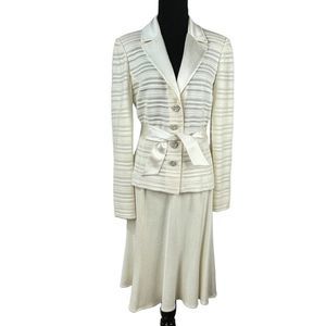 St John Evening Collection 2 Piece Blazer Skirt Tie/Button Front